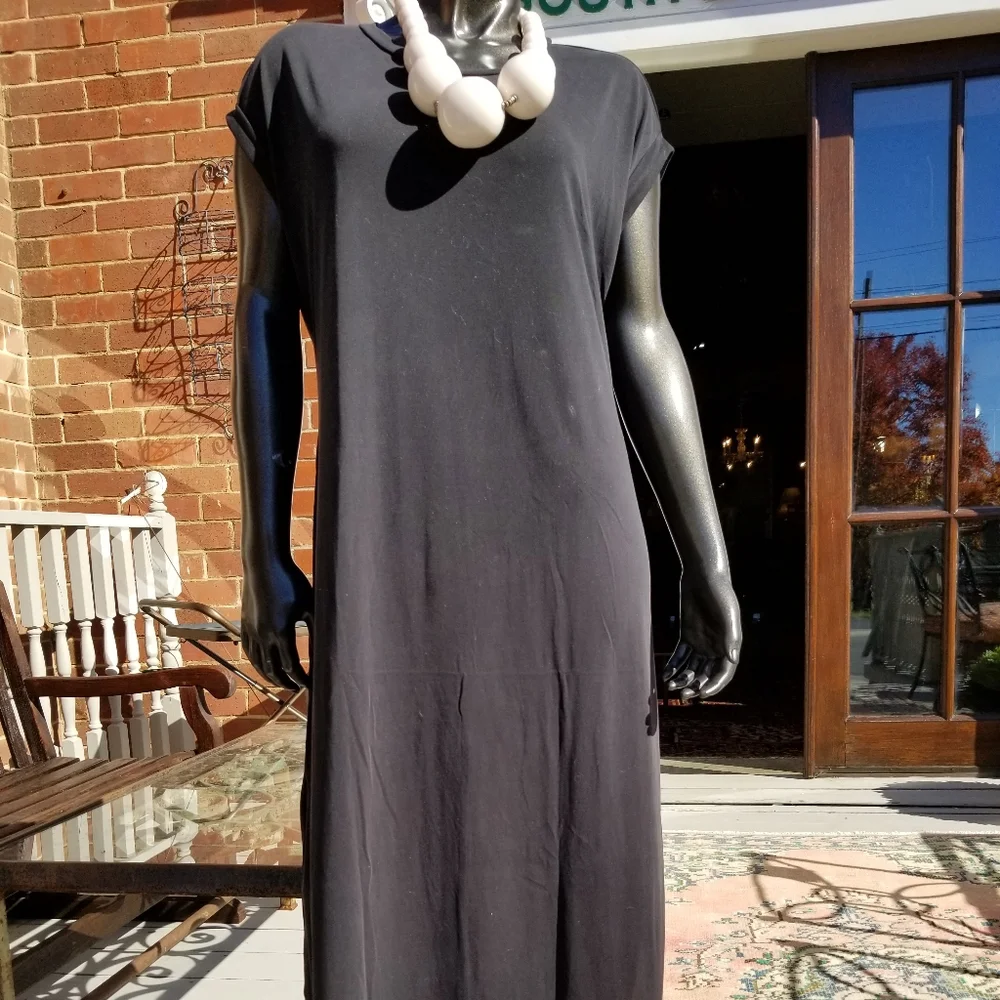 Transitional Black Maxi Dress with Side Slits - Picture 6 of 16